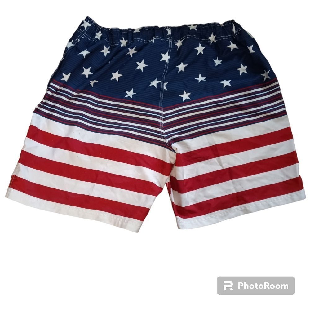 Faded Glory Patriot American Flag Swim Trunks Sz 40-42